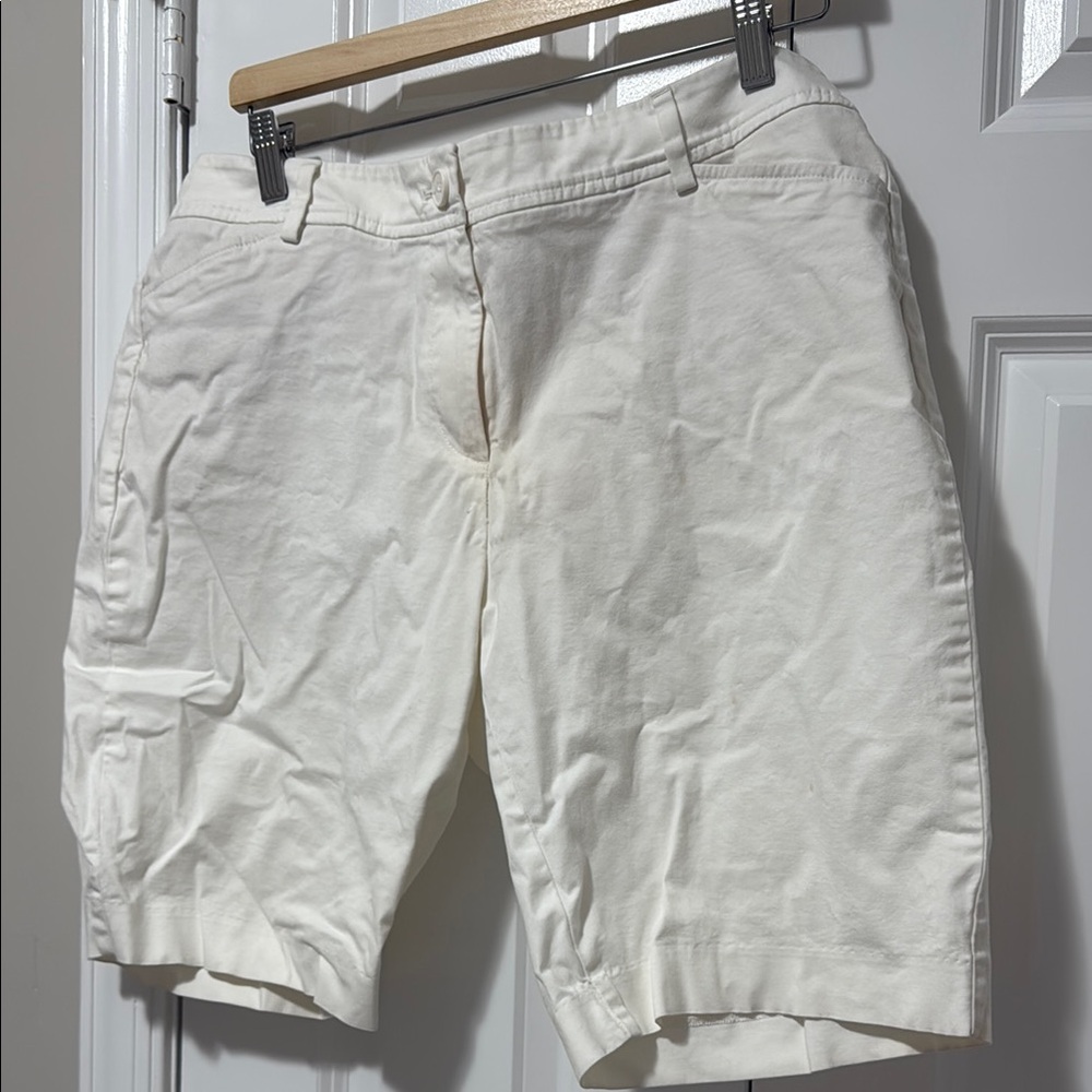 Talbots Cream Bermuda Shorts Lightweight Cotton Blend